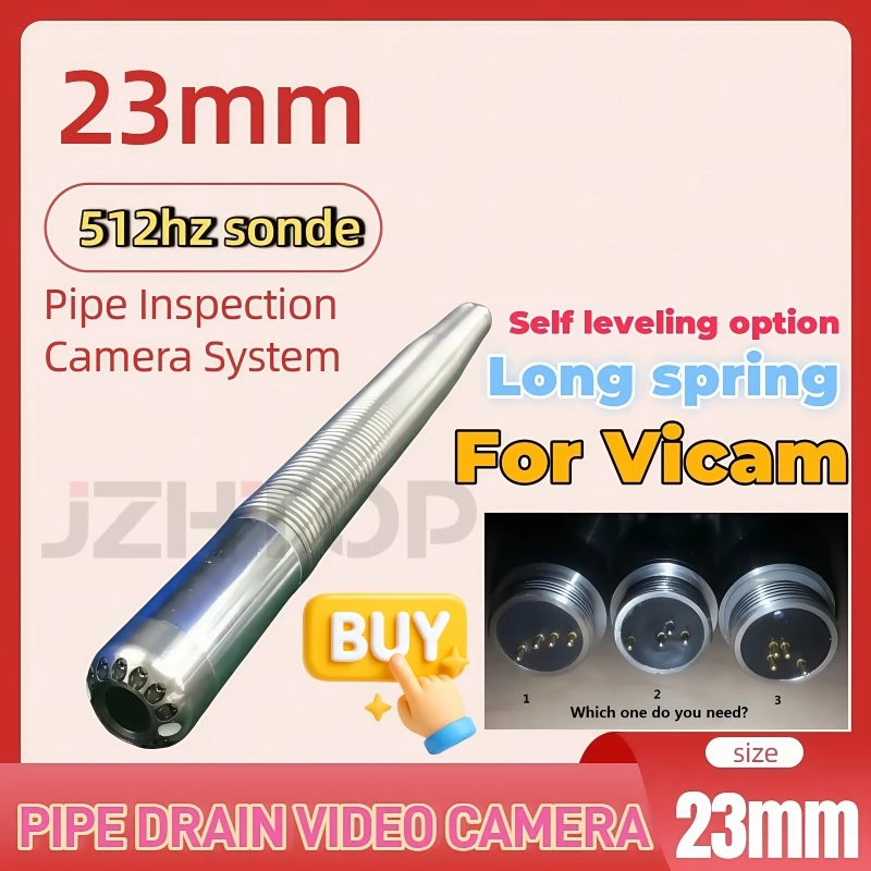 

Vicam 23mm Long Spring Pipe Camera Head Drain Sewer Camera12 LED Lights Inspection Camera Head Replace For Vicam