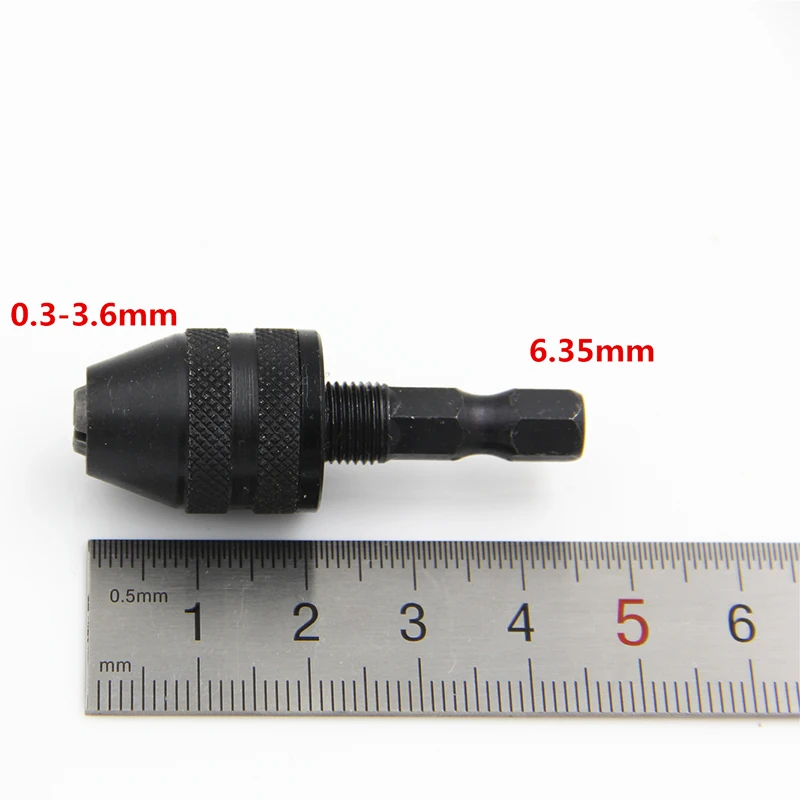 0.3-8mm 6.35mm Quick Change Keyless Drill Bit Chuck Hex Shank Adapter Converter Tool