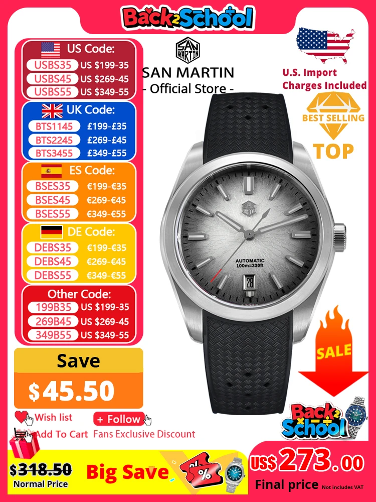 

San Martin FKM SN0144 JianZhan циферблат Gada 36/39/42 мм мужские роскошные деловые автоматические механические часы Miyota 9015, оригинальный дизайн