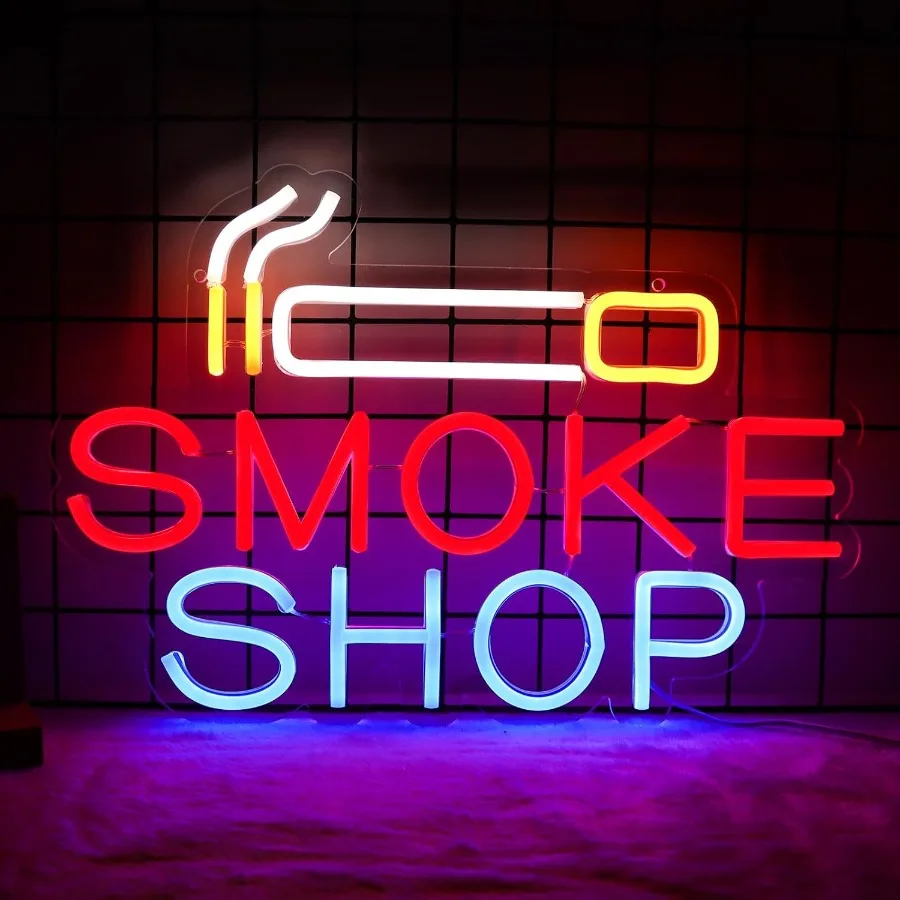 

Smoke Shop Neon Sign for Busin AdvertisingSmoking Lounge Man Cave Light Home Bar or Garage Decor Vibes Lights for Pub Party.5V
