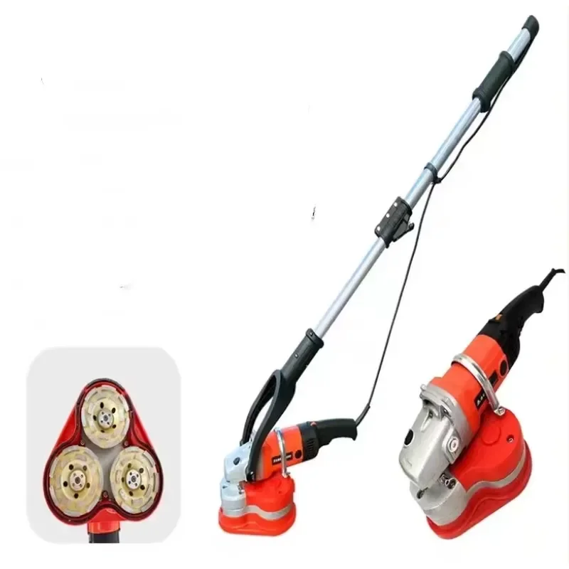 2023 New Design Detachable Long Rod Three Head Sander Small Concrete Grinder