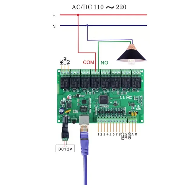 8 Channel Relay Network IP Relay Web Relay Dual Control Ethernet RJ45 Interface