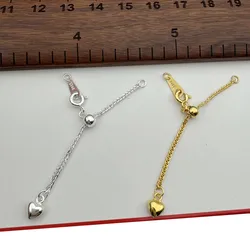 1PCS Solid 925 Sterling Silver Silicone Chopin Extended Chain Adjusting Chain Bracelet Necklace DIY Jewelry Finding