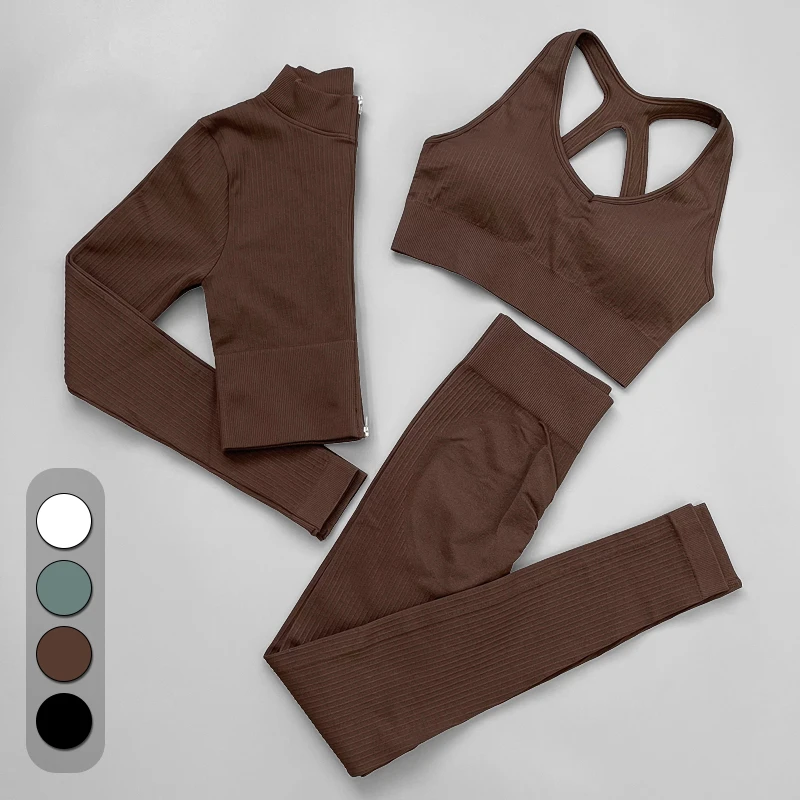 2/3/5PCS Women\'s tracksuit Seamless Yoga Set Workout Sportswear Gym Clothing Fitness Crop Top High Waist Leggings Sports Suits