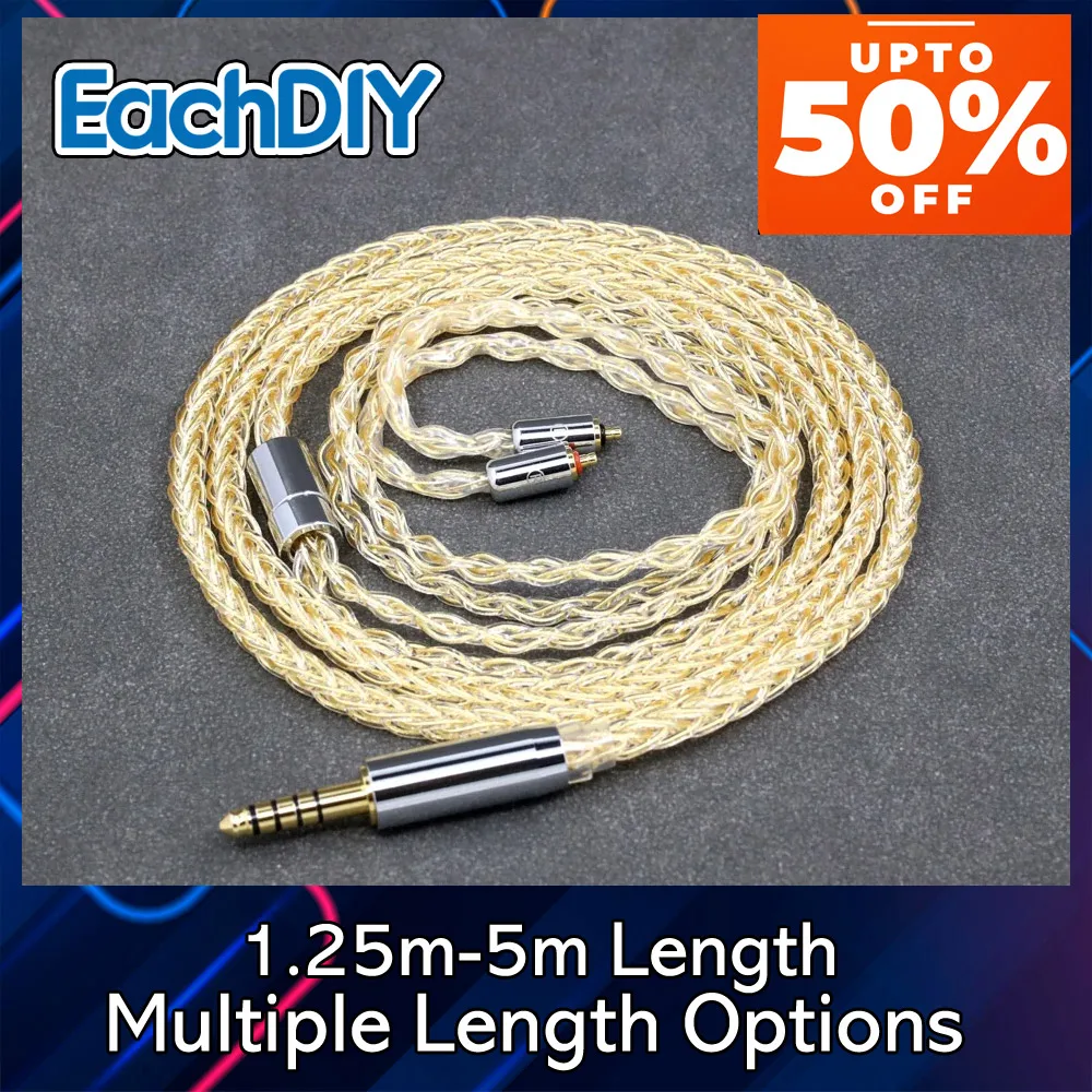 

Кабель для наушников 7n Pure 99% Silver 8 Core с 24-каратным золотым покрытием для Pro X10 X20 X30 X50 8425