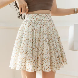 2023 New Summer Fashion Trend High Waisted Floral Loose Casual Minimalist with Safety Pants Anti Glare Women's A-line Skirt
