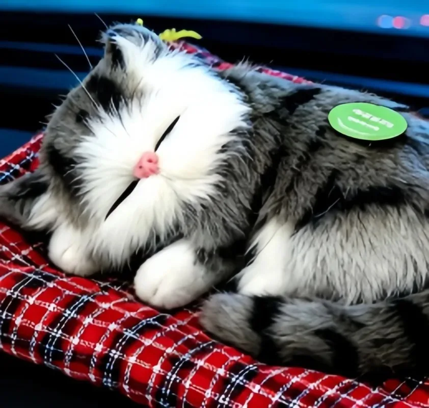 Cute Simulation Sleep Cat Plush Doll Car‑Styling Ornament Bamboo Charcoal Purification Auto Dashboard Home Decor Present