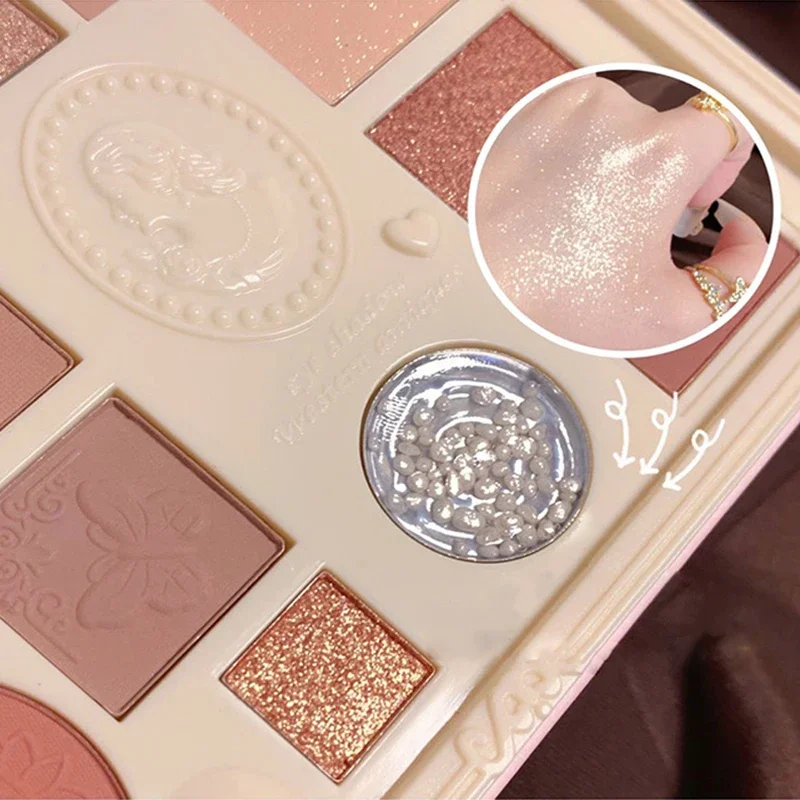 Lace Relief Oogschaduwpalet Natuurlijke Matte Glitter Parelmoer Kumquat Contour Markeerstift Koreaanse Oogschaduw Make-up CosmeticGif