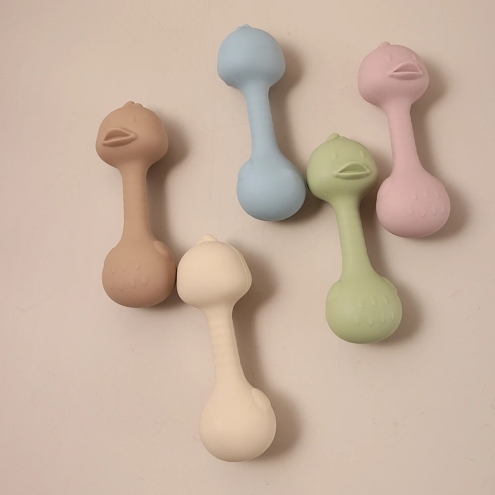 Silicone Baby Teething Duck Toy  Handheld Rattle for Infants  BPA-Free Chew Gift Cute Duck Chew Toy with Rattle