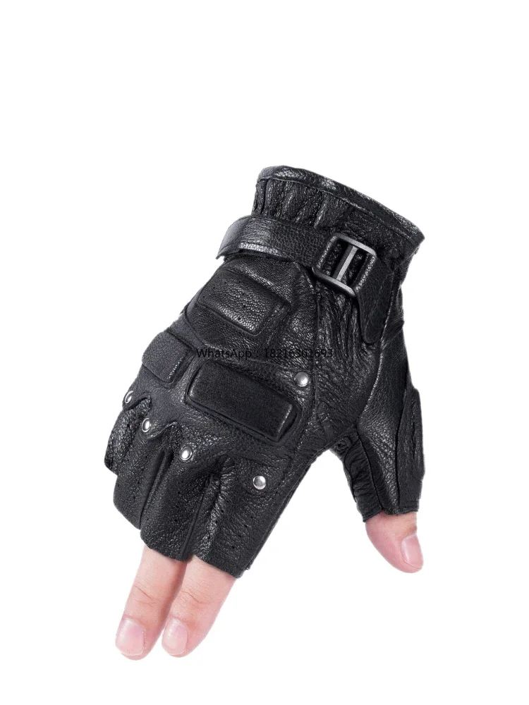 New Store Outdoor Sports Leather Half-finger Gloves Men