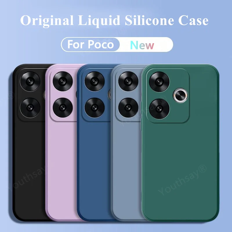 For Poco F6 Case For Xiaomi Poco F6 F5 Pro Cover Fundas Coque Original Liquid Silicone Soft TPU Phone Bumper For Poco F6