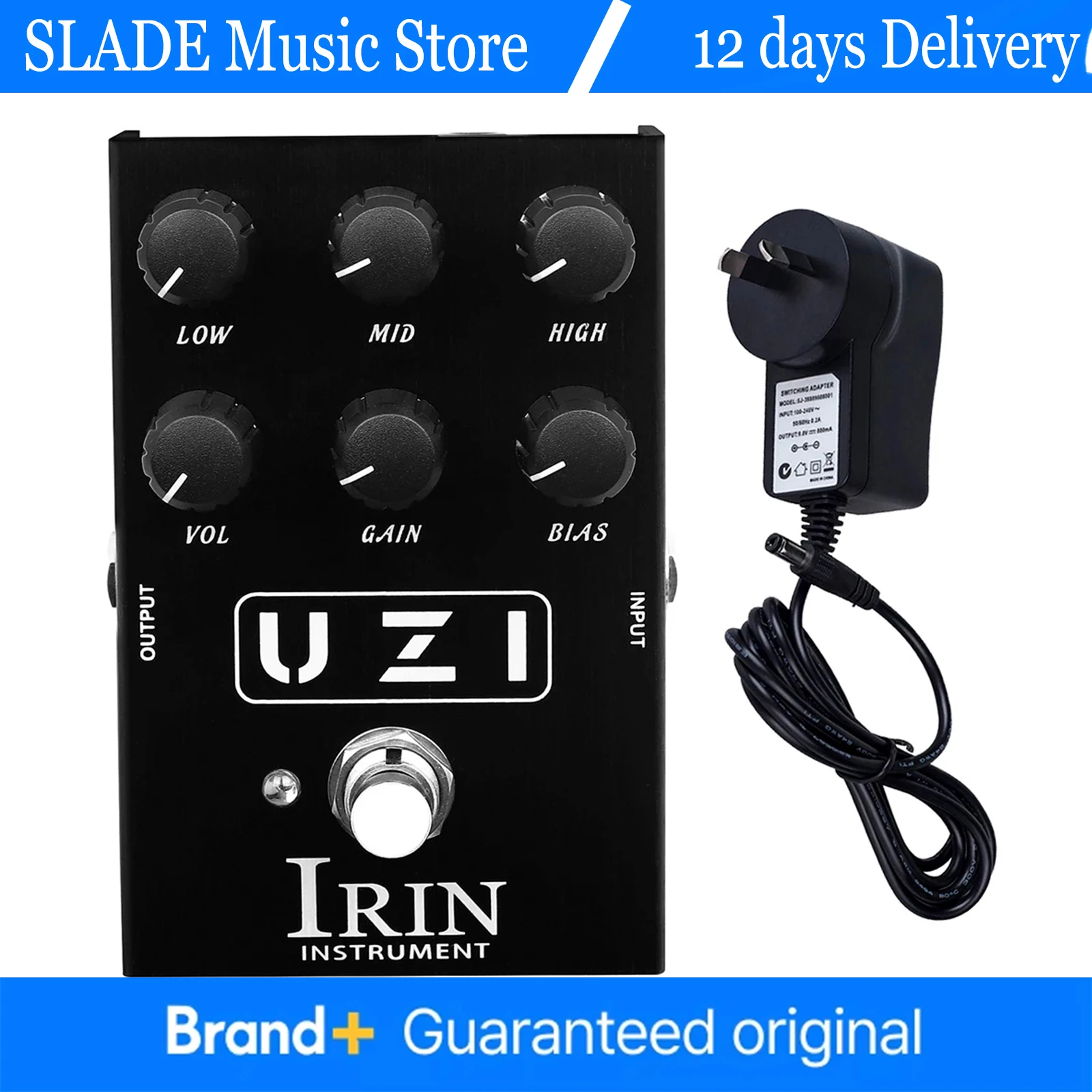 

UZI Distortion электрогитара педаль эффектов тяжелый металл эффект искажения True Bypass педаль AN-35 гитарные детали с адаптером 9 В