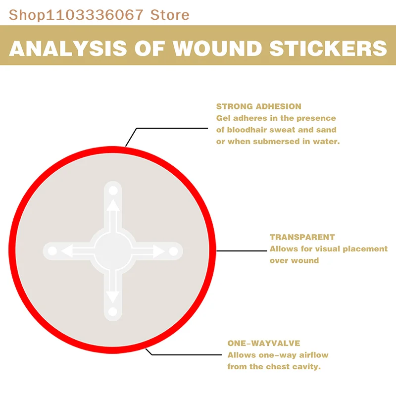 

[HB]6Pcs Chest Seal Quick Useful Wound Emergency Dressing Bandage First Aid Kit Accessories With Vent trauma kit Supplies