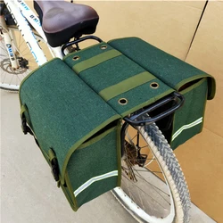 High-capacity Mtb Bicycle Canvas Bag Bike Luggage Pannier Back Seat Rear Rack Double Side Cycling Bag Durable Travel