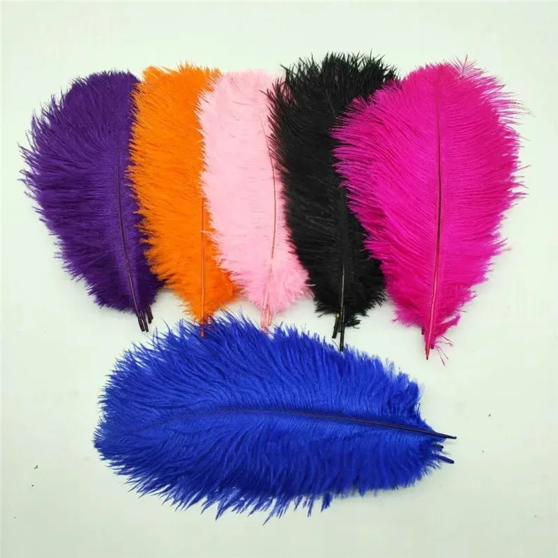 

100Pcs/Lot Colored Ostrich Feathers for Crafts Wedding 25-30cm Handicraft Accessories Table Centerpieces Carnival Plumas Decor