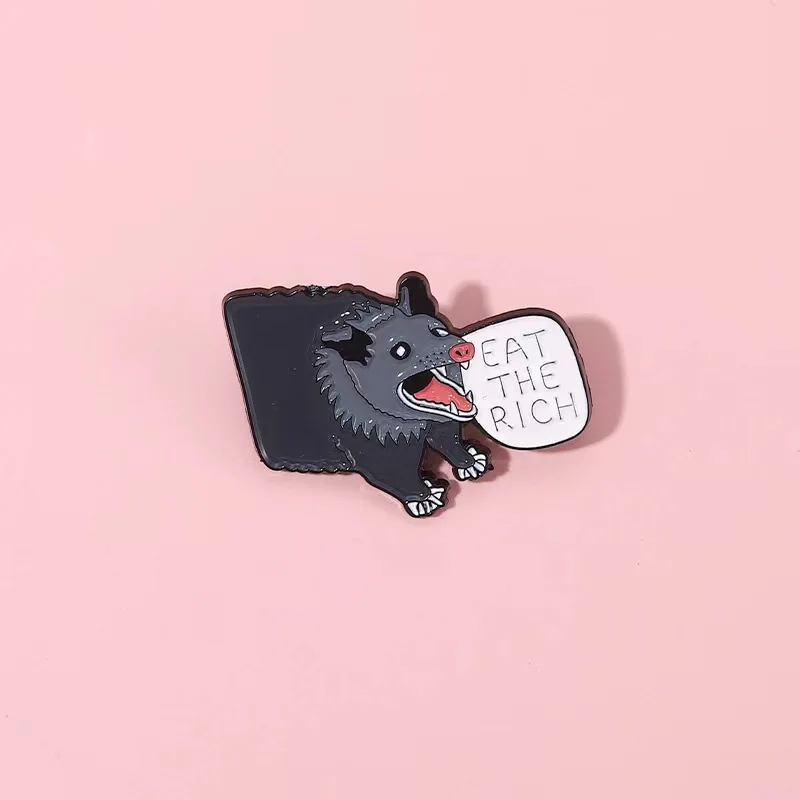 Animals Enamel Pins Quotes Eat The Rich Badges Cartoon Cute Metal Brooch Lapel Pin Backpack Hat Jewelry Friends Gifts Wholesale