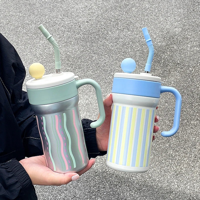 1pc Double-layer Vacuum Insulated Cup - 720ml - High-quality Outer Appearance with Built-in Drinking Tube - Tea Water Separation