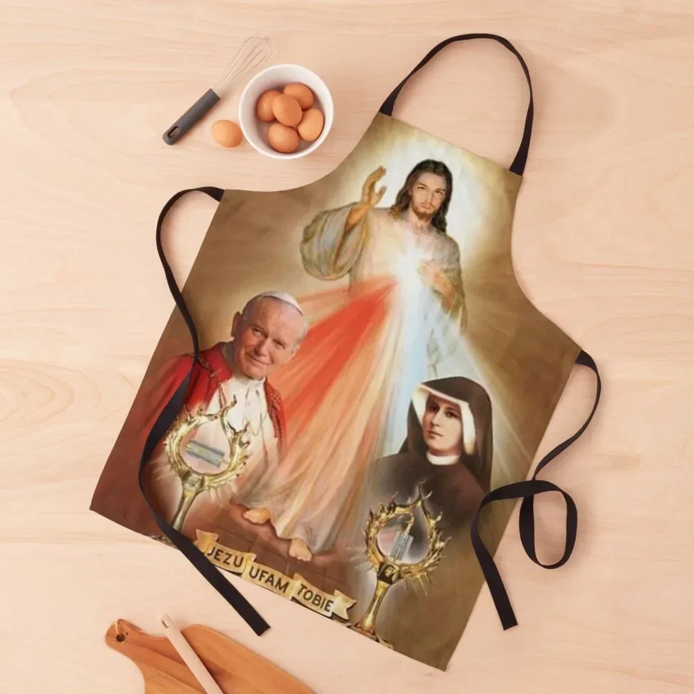 

Jesus I trust in You, Divine Mercy, Saint Faustina, JP2 Apron women's kitchens Utensils For Kitchen Art Waterproof Apron