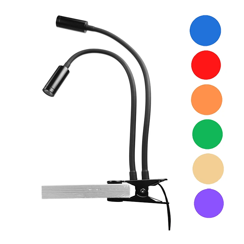 Clamp USB Dual Gooseneck Adjustable LED Spot Light Illuminator Lamp Spotlight Flexible Stereo Microscope HDMI Digital Camera