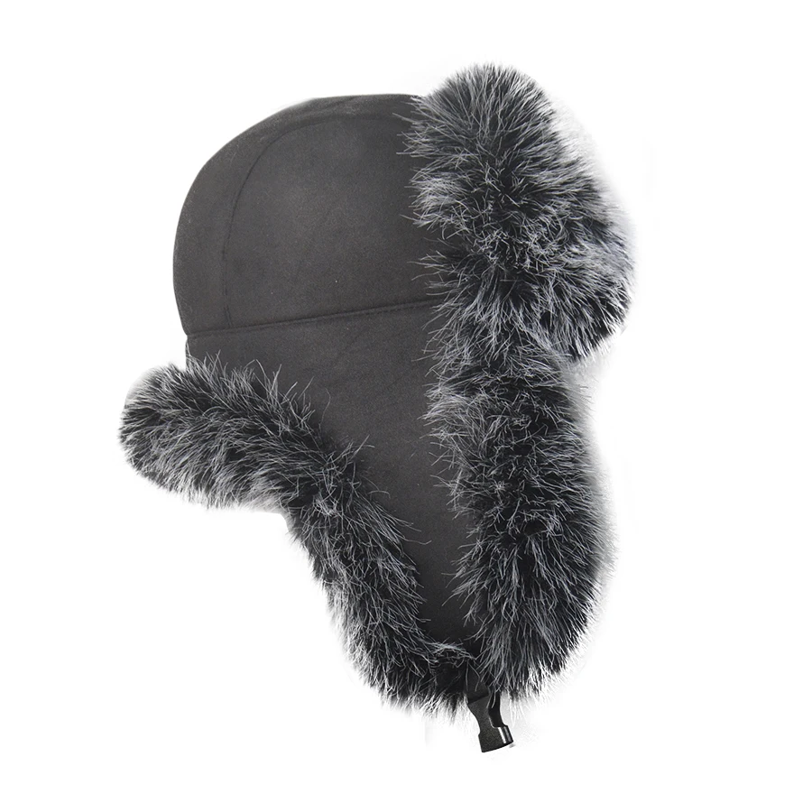 Unisex Men Women Russian Hat Trapper Bomber Warm Trooper Ear Flaps Winter Ski Hat Solid Fluffy Faux Fur Cap Headwear Bonnet