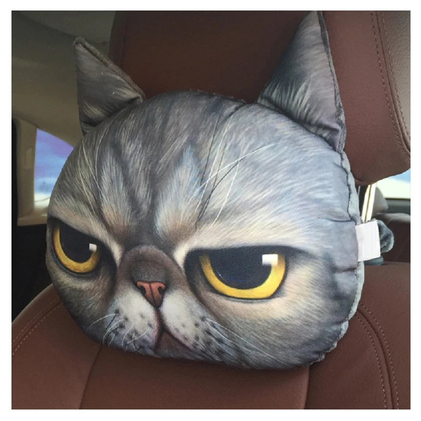 CHIZIYO New Cool Lovely 3D twarze zwierząt z nadrukiem do samochodu poszewka na poduszkę i szyję Auto zagłówek bezpieczeństwa akcesoria bez wypełnienia — zdjęcie 2