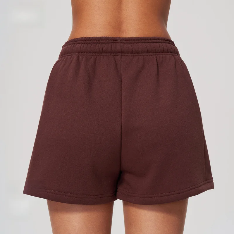 Women Loose Fit Casual Sports Sweat Shorts High Waist Elastic Drawstring Slim Fit Brushed Shorts Gym Running Daily Outfits
