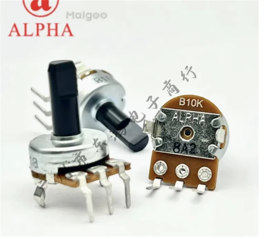 3 PCS ALPHA 161 Single Potentiometer B10K 3-Leg Vertical Fever Audio Half Shaft 15MM with Center Point