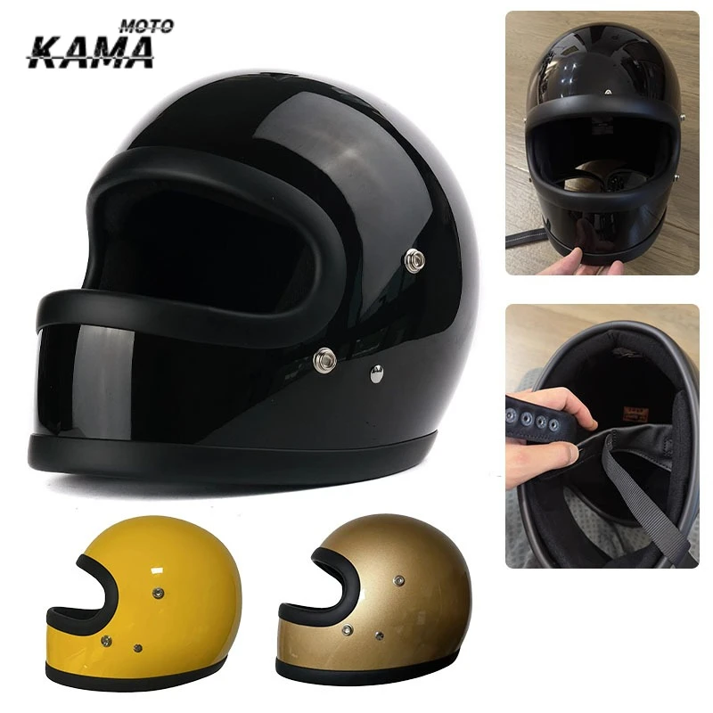 

Японский винтажный мотошлем из стекловолокна, полнолицевой, классический дизайн, с сертификацией DOT, для мотоцикла и велосипеда