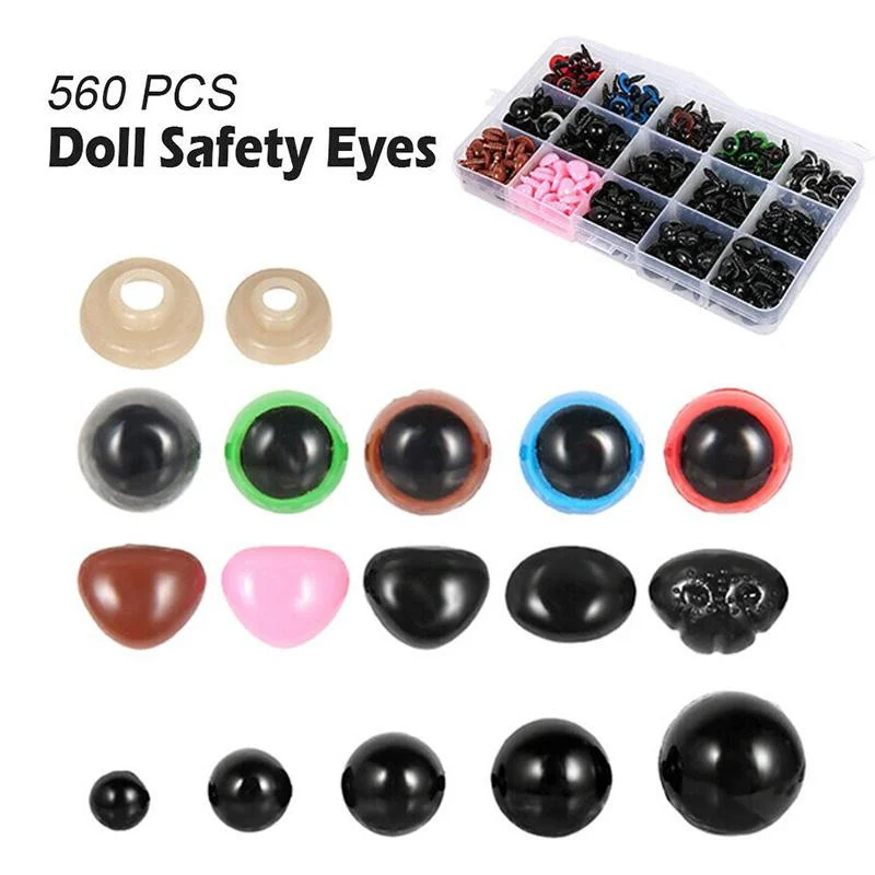 560PCS Eyeball Doll Accessories Black Plastic Plush Safety Eyes Amigurumi For Toys 6mm 8mm 12mm DIY Funny Toy Eyes Animal Gifts