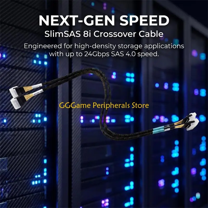 U55B 24 Gbps SFF-8654 8i Cable for Internal Storage Hardware, 65 Sleeved Data Cable for Replacement Planning, Service Work, and