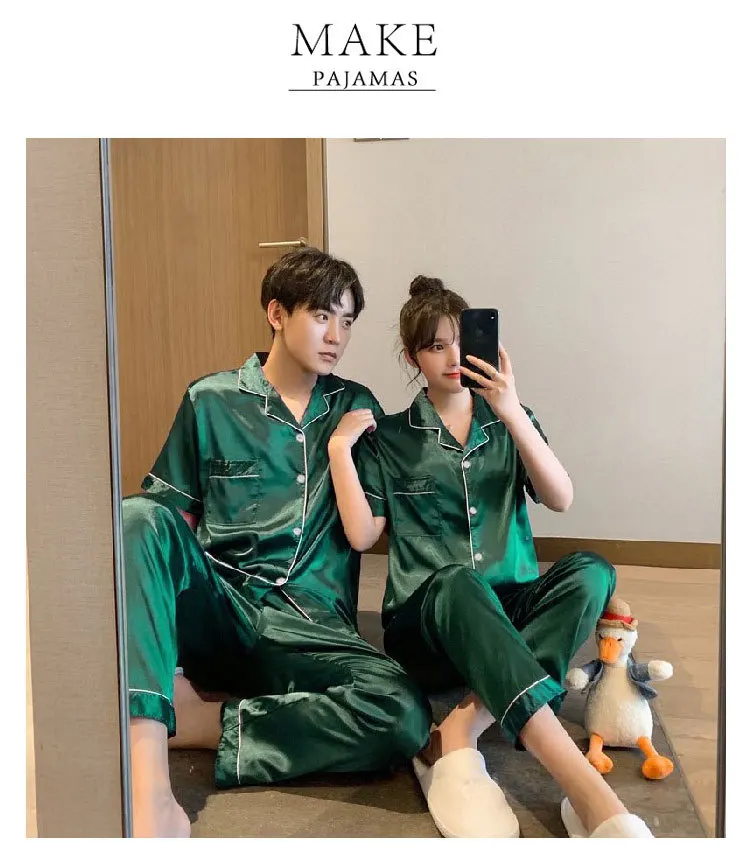 Pyjama Männer Sommer Eis Seide Dünn schnitt der Herren Simulation Seide schwarz Langarmhose Homewear Anzug – Detail 5