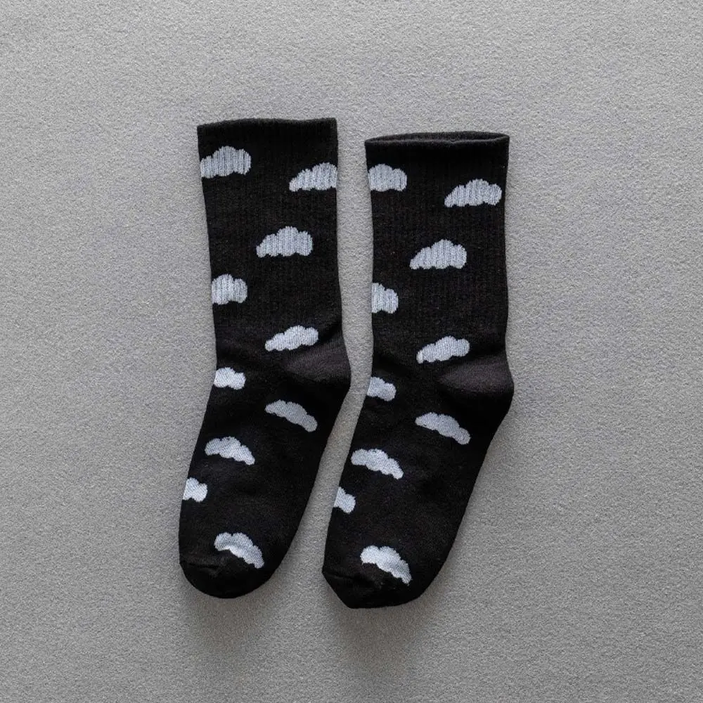 Autumn Winter Sweet Solid color Blue Sky Clouds Pattern Cotton Ins Style Female Hosiery Women Socks Korea Style Mid-tube Socks