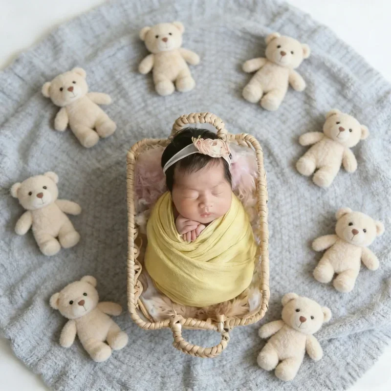 Round Sleeping Basket Rattan Newborn Photography Props Baby Bed Chair Essential Studio Photo Accessories Baby Photo Shoots