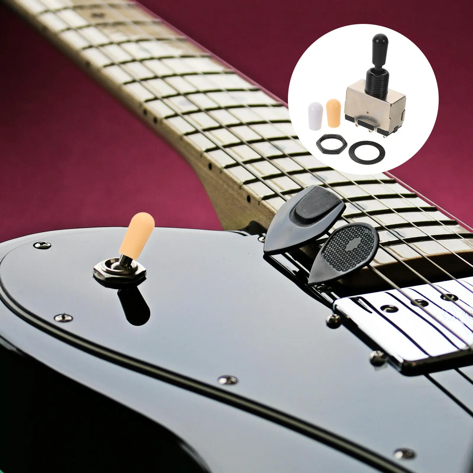 

3 Position Sealed Momentary Toggle Switch for Electric Guitar Pickup Selector Replacement Chrome Finish with 3 Metal Caps Guitar