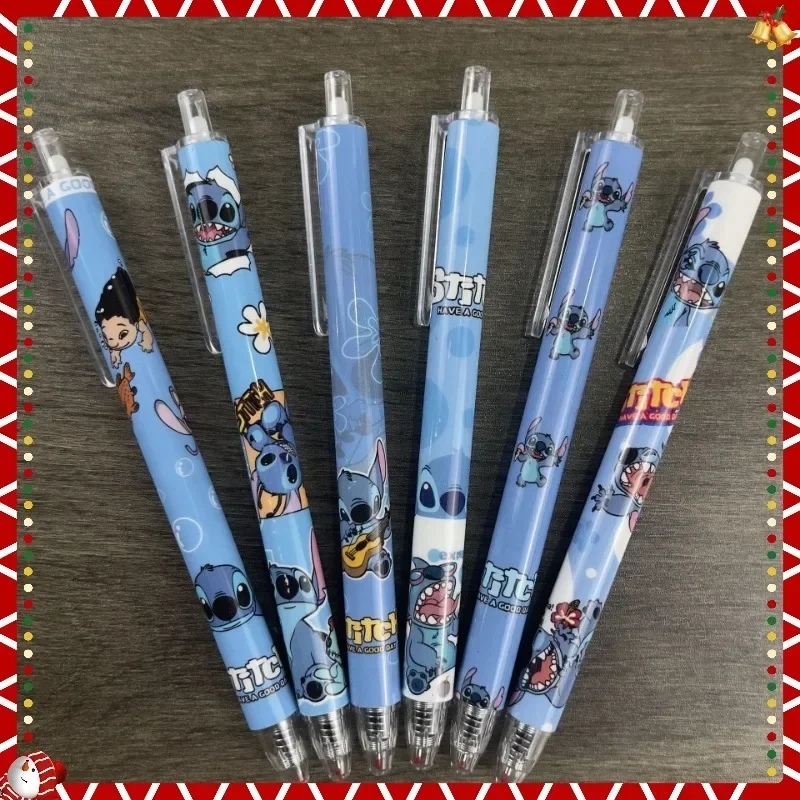 6Pcs Disney Stitch Gel Pen Cute Cartoon Stitch Stationery Office Supplies Portable Quick Drying Signature Pen Child Holiday Gift