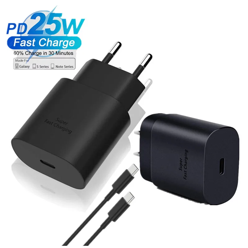 100% brand New 25W USB C wall Charger For Samsung Galaxy S21 S22 S23 S24 Ultra A54 A53 Type C Super Fast Charging power adapters