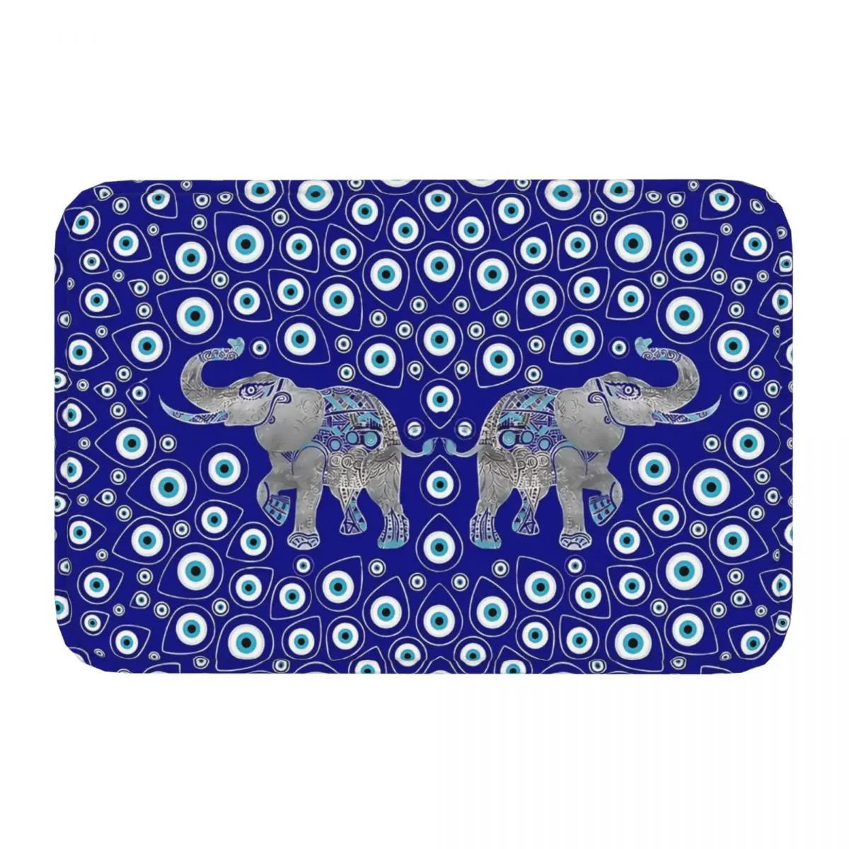 Elephant Good Luck Charm Mandala Evil Eye Non-slip Rug Doormat Bath Mat Balcony Carpet Indoor Decorative