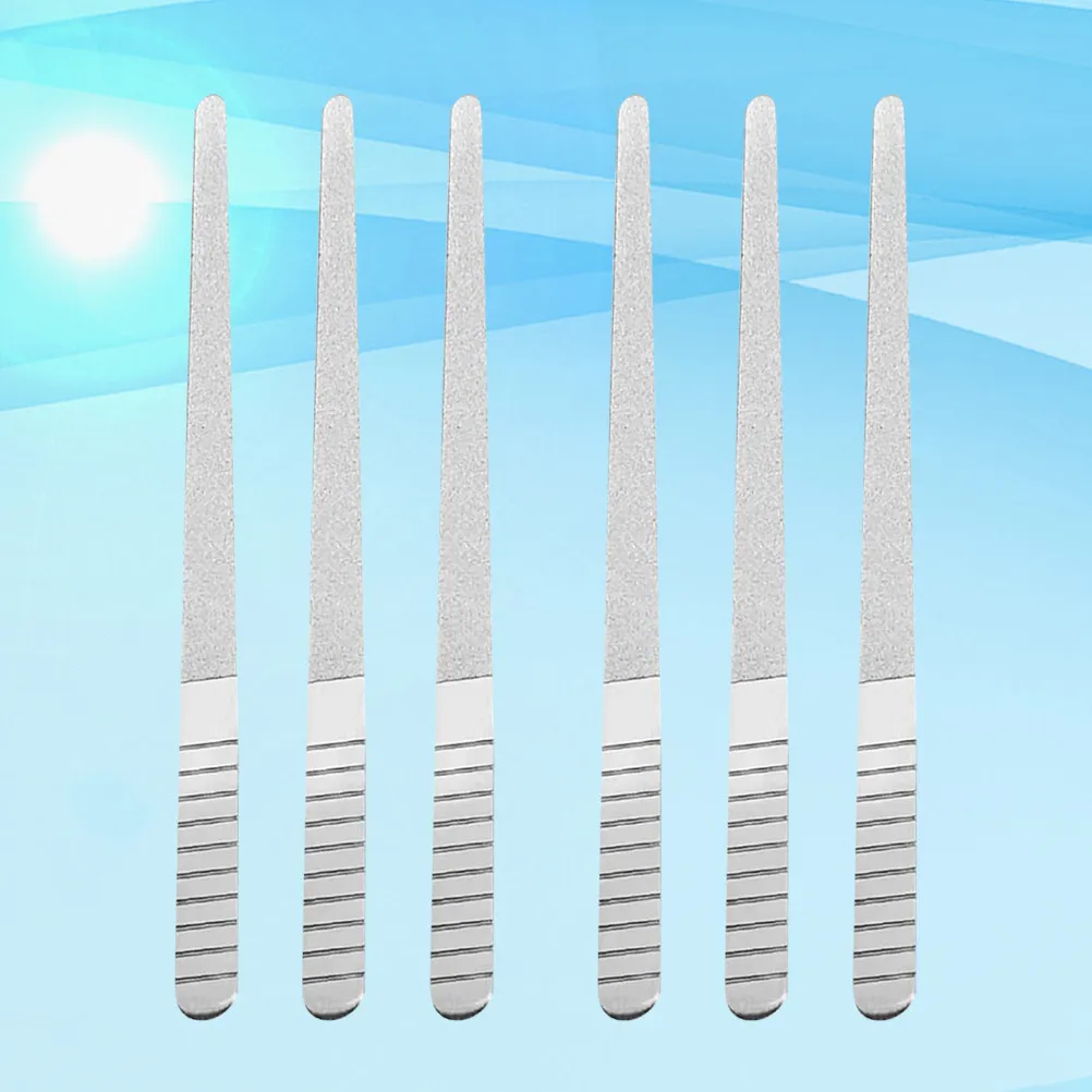 

Набор из 6 двусторонних пилок для ногтей из нержавеющей стали, инструмент для шлифовки и полировки натуральных и искусственных ногтей, маникюрный, серебристый, размер L