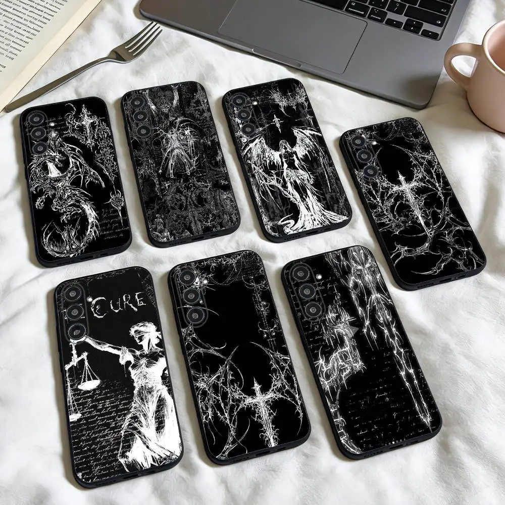 

G-Gothic Cyber Sigil Cross phone Case For Samsung Galaxy A73,A72,A71,A70,A53,A52,A51,Others Soft Black Shell