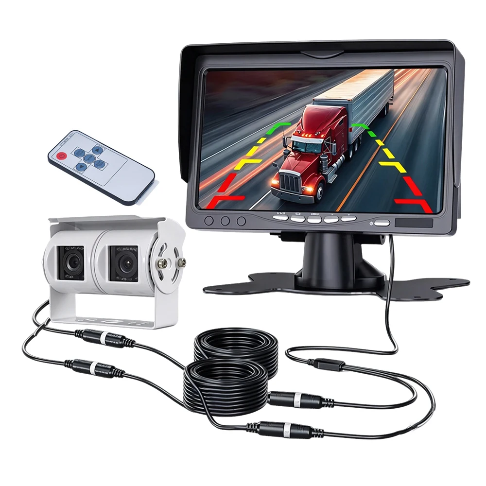Dual Lens Rear View CCD Reversing Camera with 7
