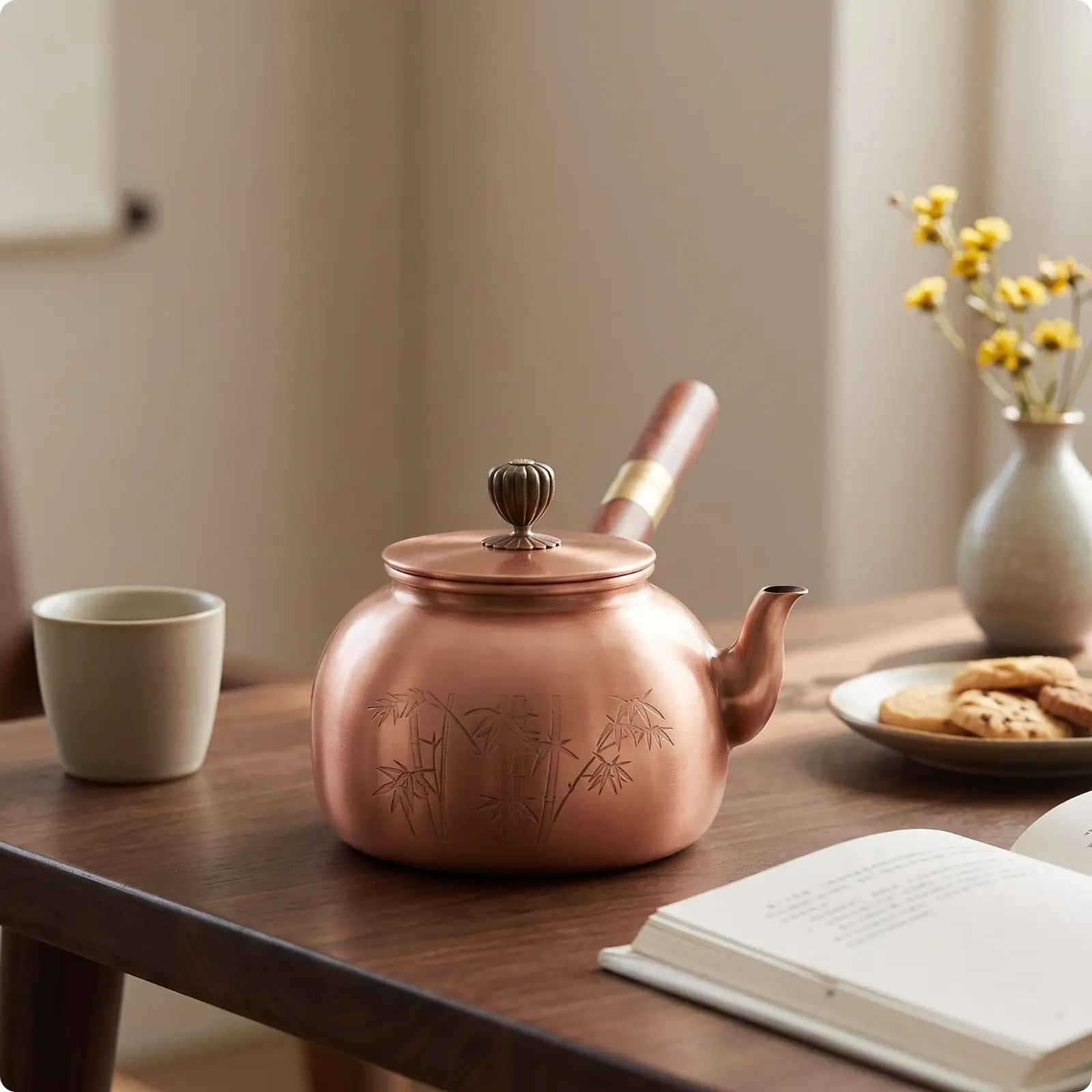 Image 5: Théière en cuivre traditionnelle, bouilloire en cuivre pour cuisinière