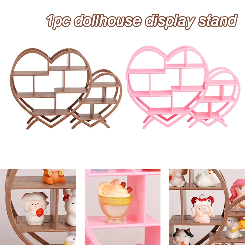 1Pcs Dollhouse Mini Antique Shelf Ornaments Heart Display Stand Storage Shelf Model Doll Furniture Micro Scene Decor Props