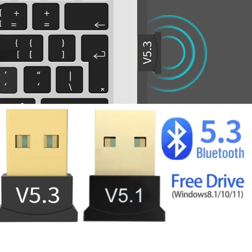 

USB Bluetooth 5.3 5.1 Adapter Wireless Bluetooth Dongle Adapter for PC Laptop Wireless Speaker Audio Receiver USB Transmitter