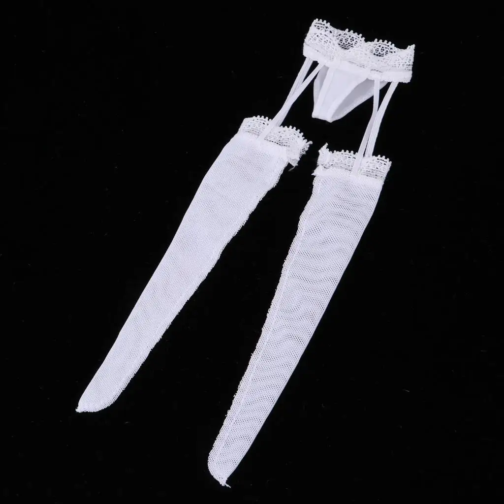 1/6 Scale Garter Stockings and Briefs with Lace Trim Clothing Accessory for