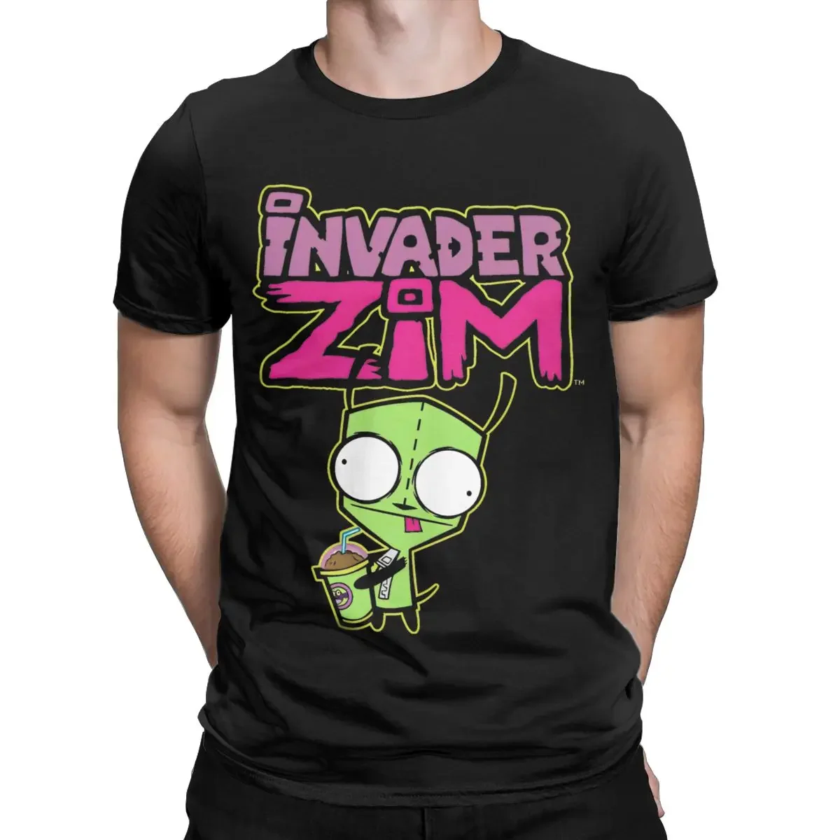 Men Women Invaders Zims GIR Snacking Portrait Graphic T Shirt Outfit Fun 100% Cotton T Shirt Top Tee Clothes All Seasons