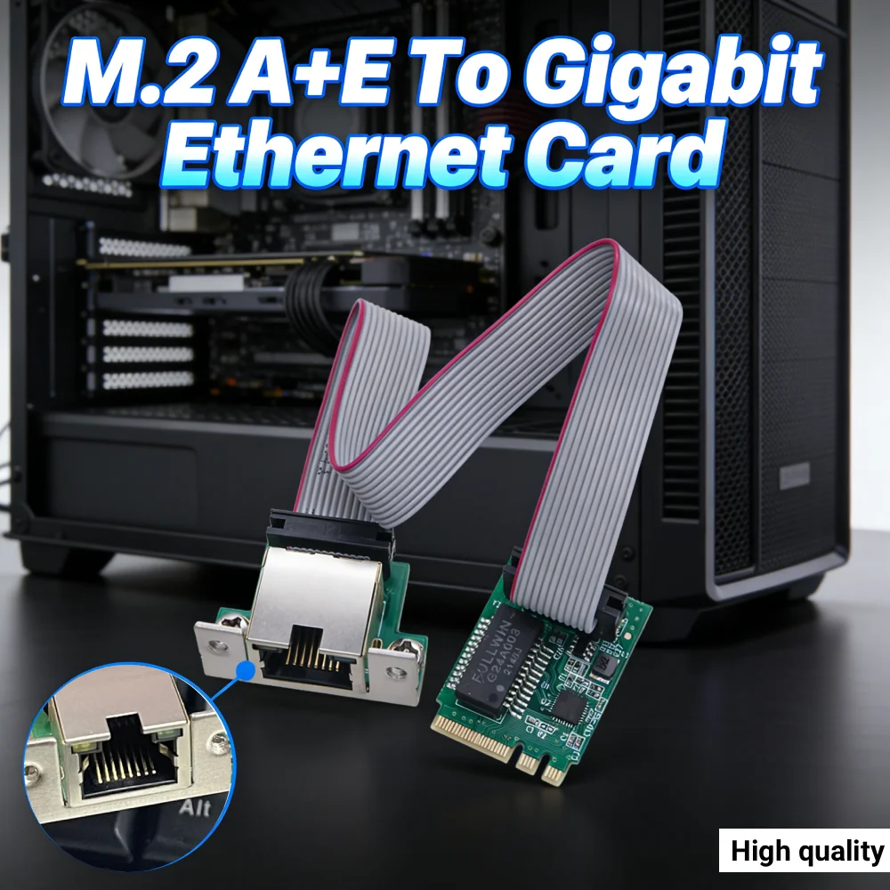 

M.2 Network Card 10/100/1000Mbps Ethernet Network Card RTL8111H Chip M.2 A+E Ethernet Adapter for Desktop PC for Windows Linux