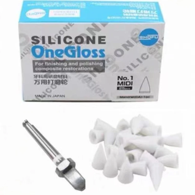 25 Pieces/box SHOFU Dental Silicone Polishing Wheel Silicon Ion Handle Grinding Head, Dental Cosmetic Dressing Tool Oral Use