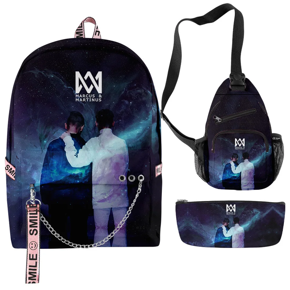 

Popular marcus & martinus 3D Print 3pcs/Set Student School Bags multifunction Travel Backpack Chest Bag Pencil Case