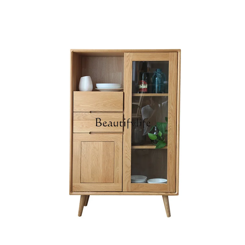 

*Nordic all solid wood dining side cabinet oak porch modern simple restaurant cupboard multi-purpose storage