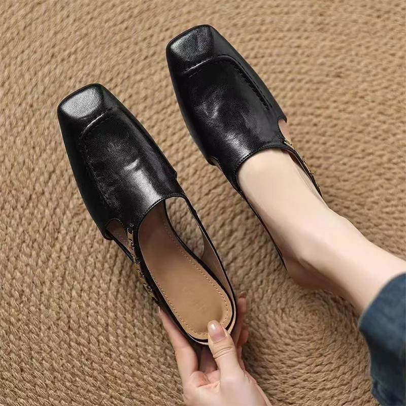 Wedges Women Sandals High Heels Slippers Trend Mules Leather Shoes Summer 2026 Casual Walking Office Shoes Slingback Slides Lady